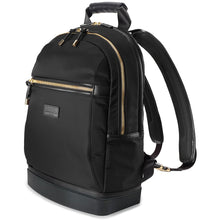 david john new york, madison backpack, black backpack, black and gold