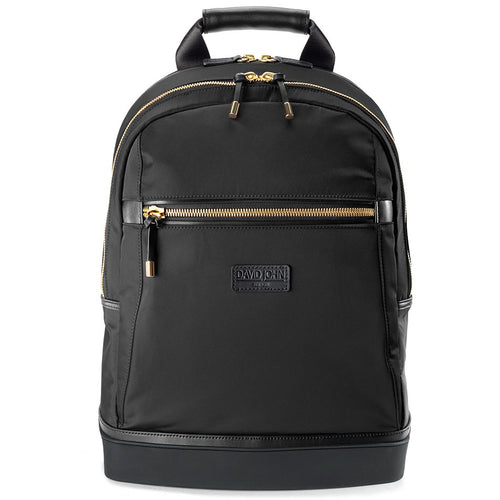 david john new york, madison backpack, black backpack, black and gold
